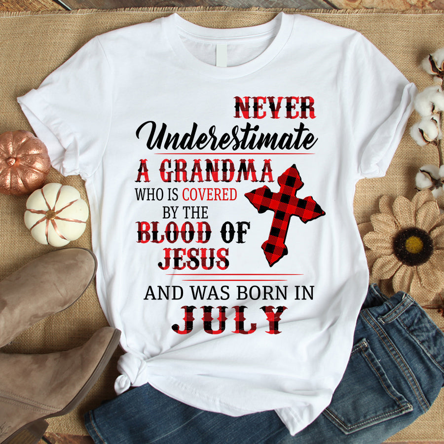 Never underestimate a grandma July birthday shirts, a queen was born in July, July shirts for Woman