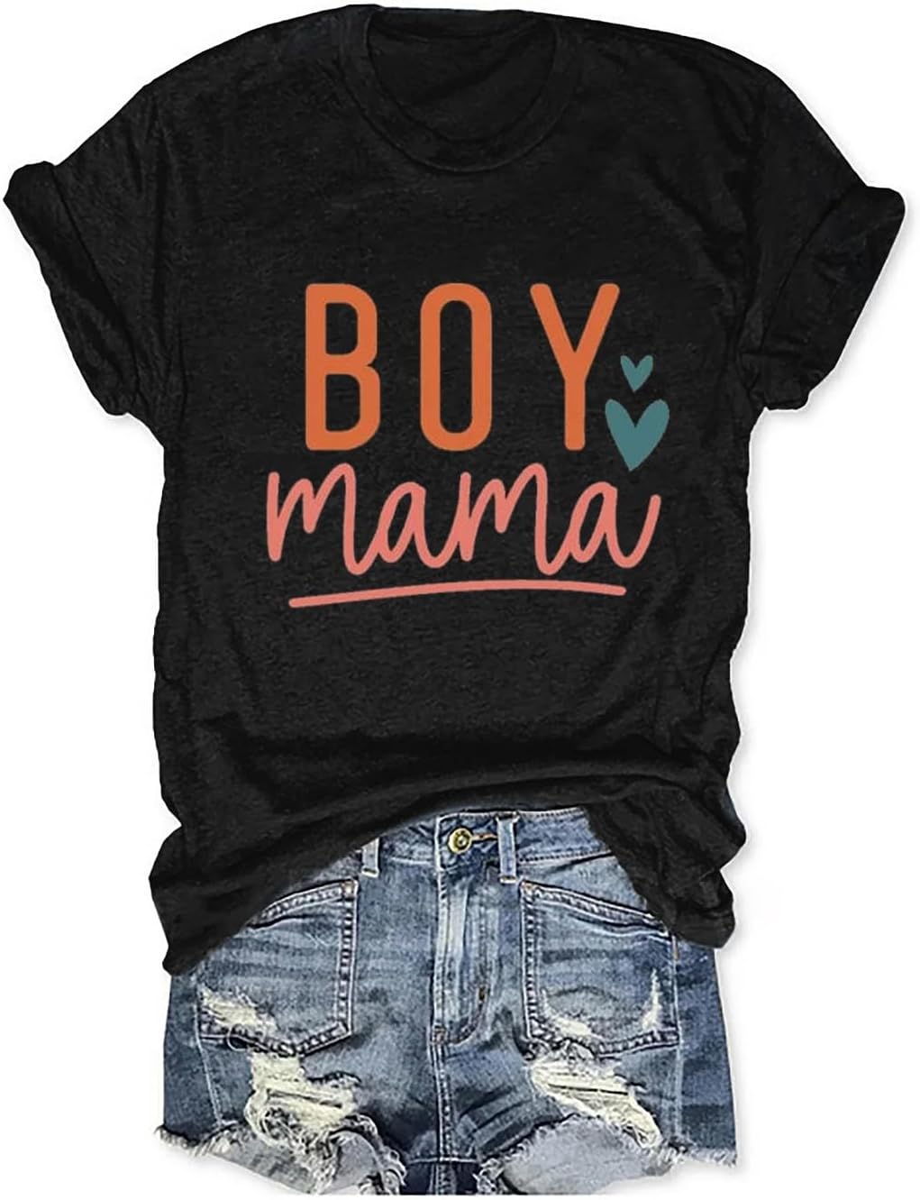 Womens Boy Mama Shirt Casual Letter Printed Boy Mom T-Shirts Short Sleeve Mother's Day Graphic Tee Tops Mother Shirt