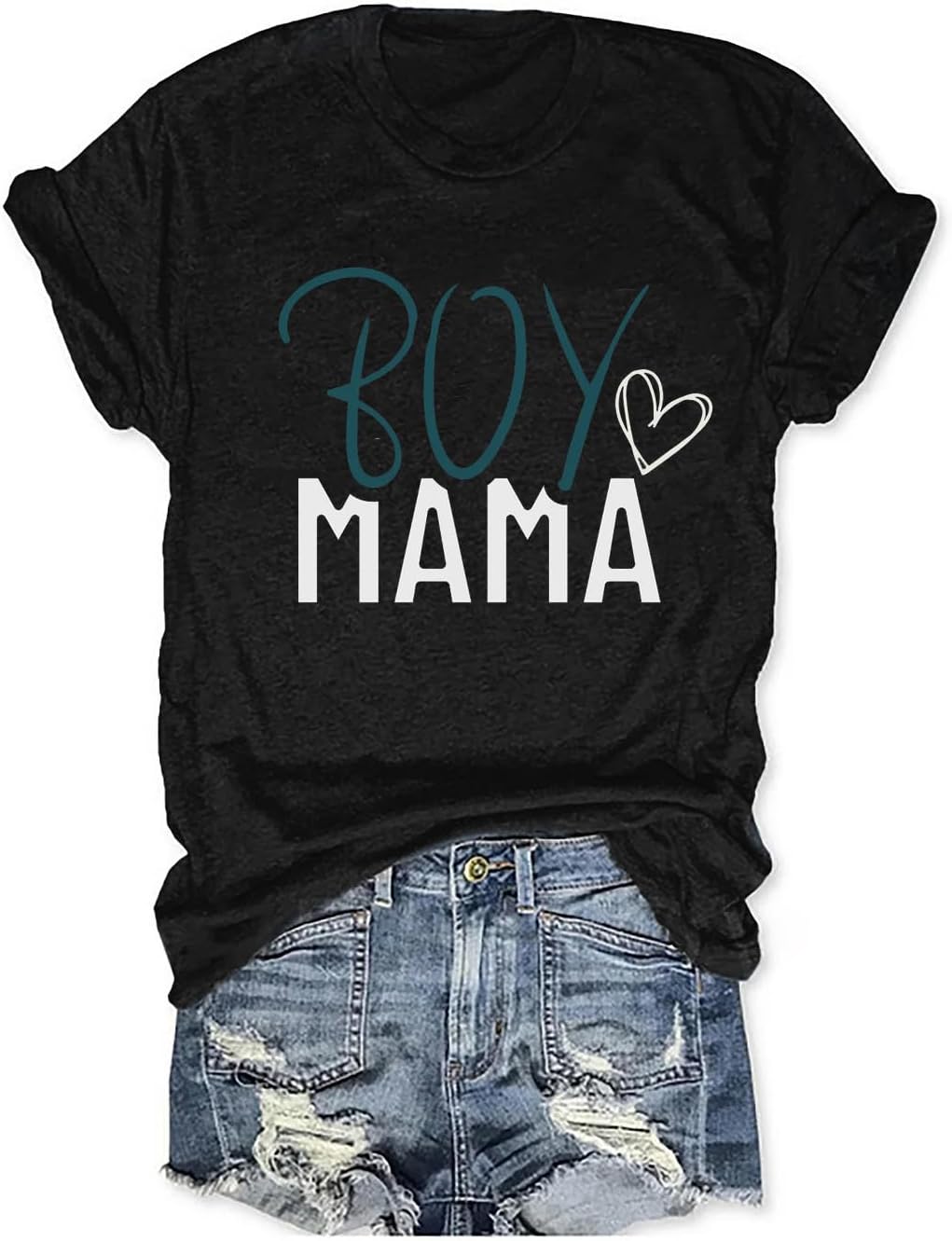Womens Boy Mama Shirt Casual Letter Printed Boy Mom T-Shirts Short Sleeve Mother's Day Graphic Tee Tops Mother Shirt