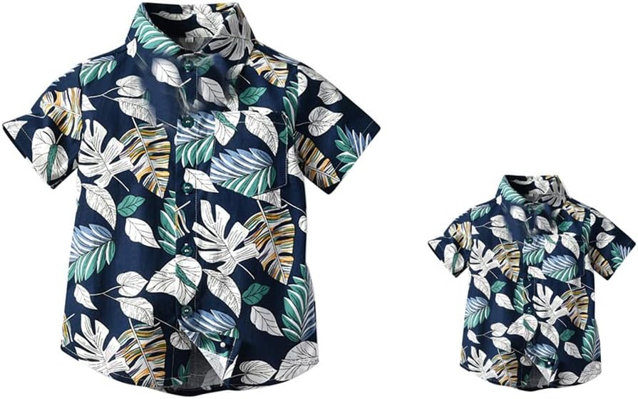 Daddy and Me Matching Outfits Hawaiian Father and Son Matching Shirts for Family Photoshoot Summer Men Boys Father's Day Tops