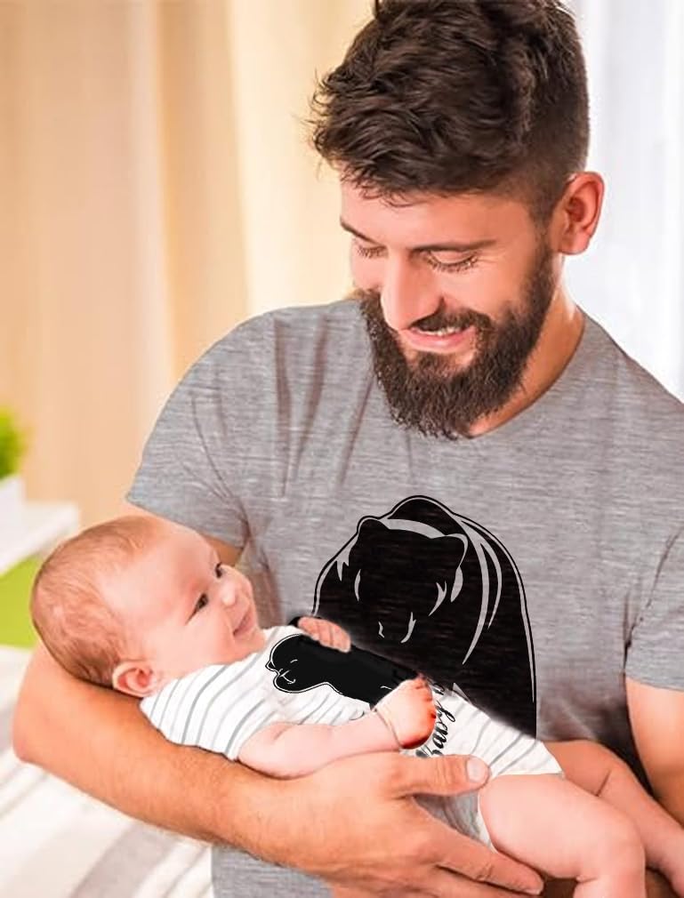 Tstars Papa & Baby Bear Dad and Son Daughter Matching Shirts Fathers Day New Dads Gift Father and Infant Shirt Set