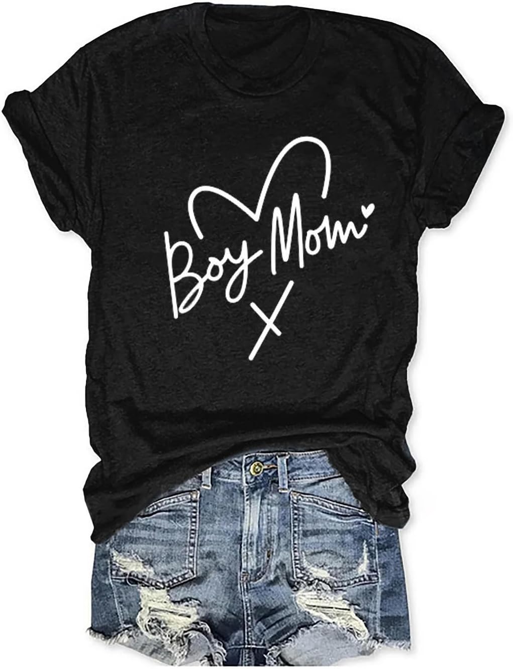 Womens Boy Mama Shirt Casual Letter Printed Boy Mom T-Shirts Short Sleeve Mother's Day Graphic Tee Tops Mother Shirt