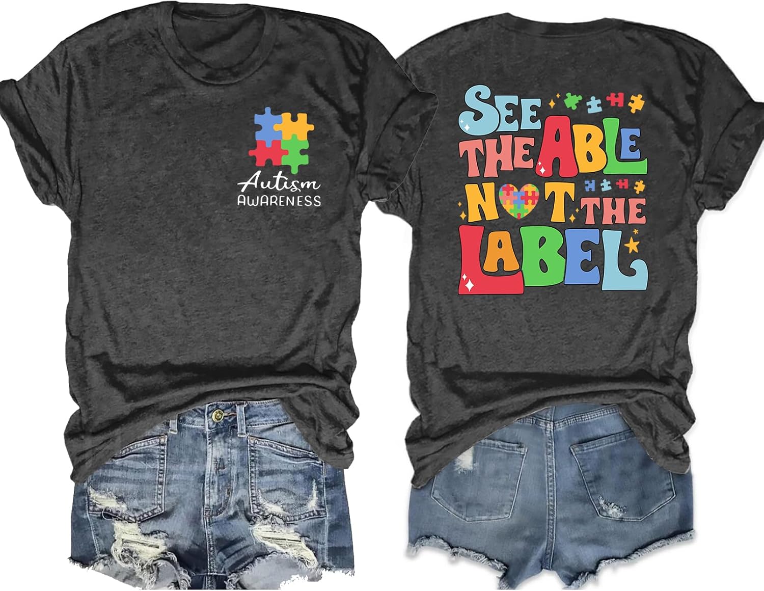Autism Awareness Shirt for Women: Autism Acceptance Puzzle Piece Tshirt Autism Mom Tee Support Autism Teacher Tops
