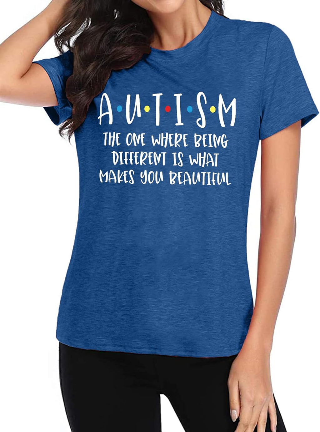 Autism Awareness Shirts Women Autism T Shirt Autistic Acceptance Tee Casual Inspirational Tops