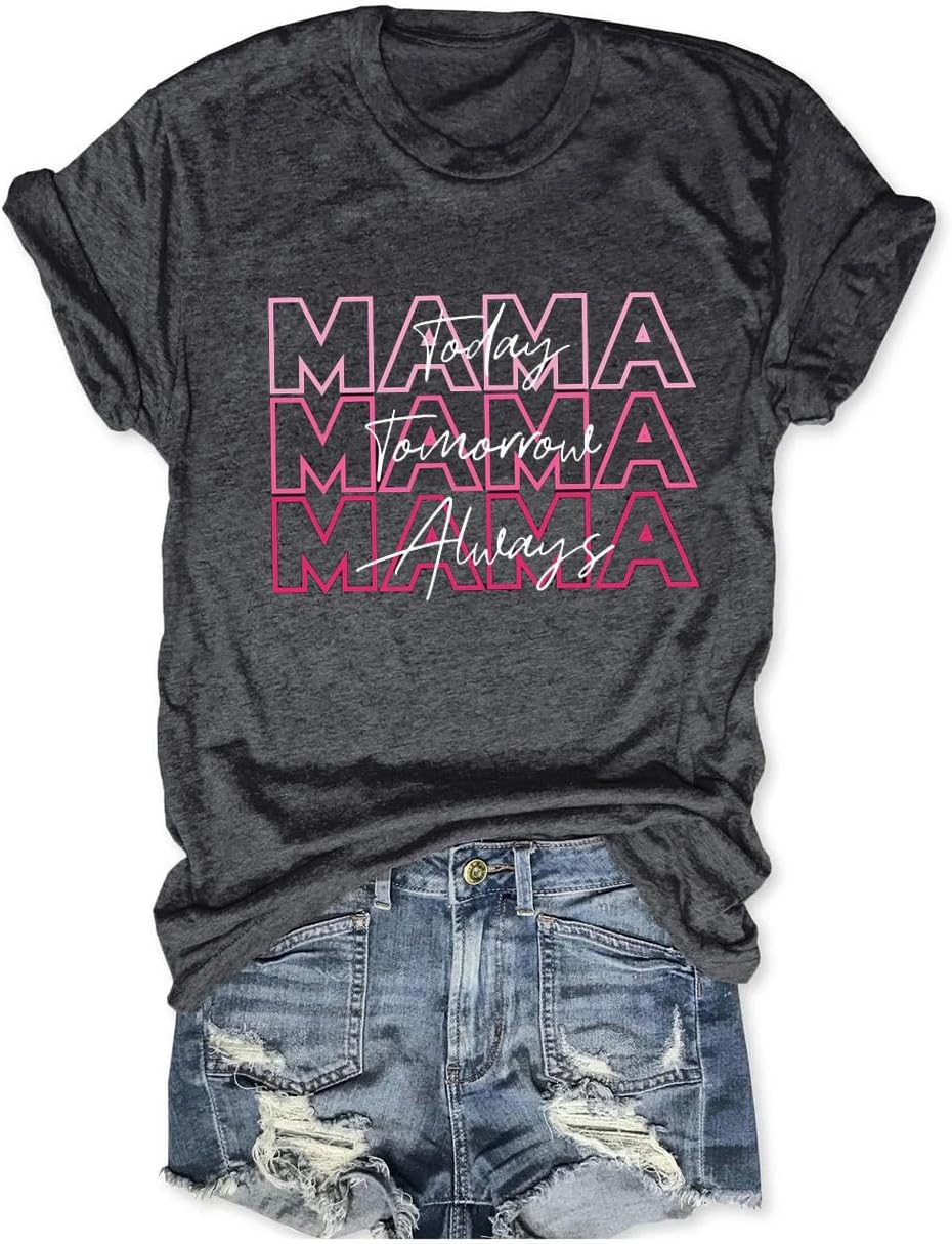 Womens Boy Mama Shirt Casual Letter Printed Boy Mom T-Shirts Short Sleeve Mother's Day Graphic Tee Tops Mother Shirt