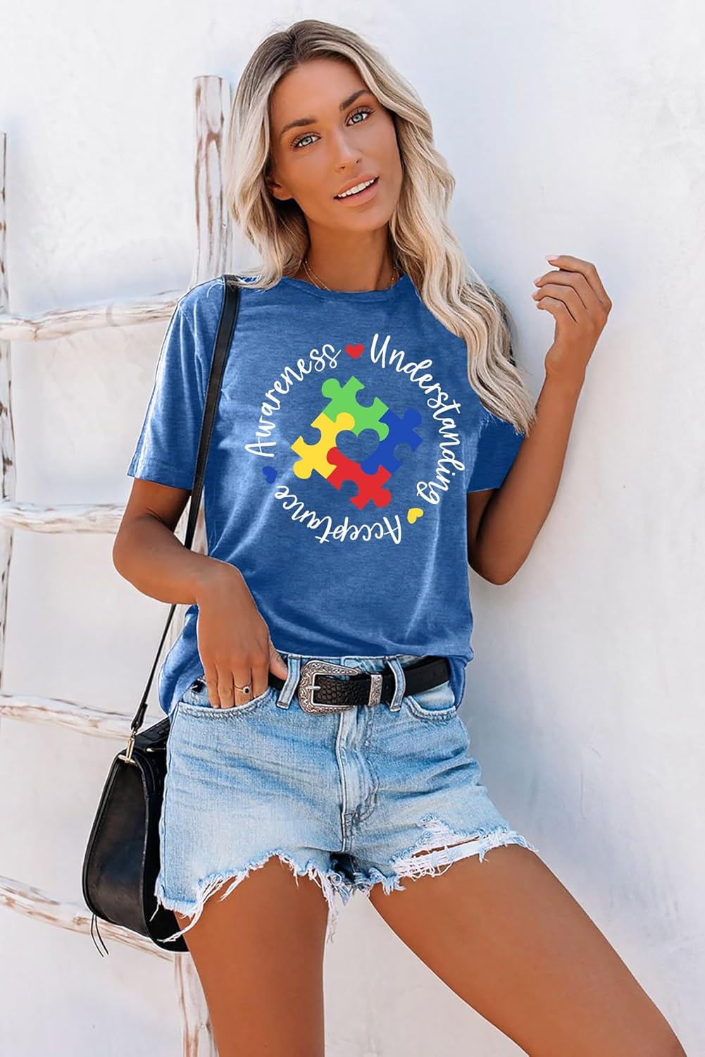 Autism Awareness Shirts Women Autistic Support Tshirt Puzzle Piece Heart Graphic Inspirational Tops