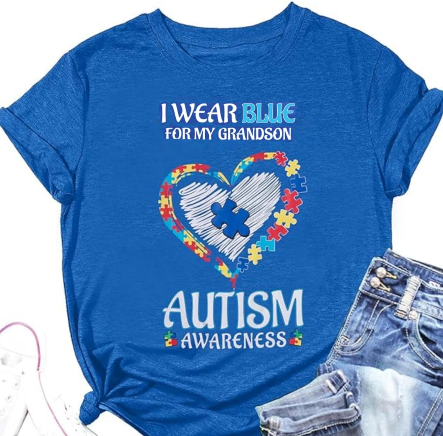 Autism Awareness Shirt Women Accept Understand Love T-Shirt I Wear Blue Tshirt Autism Support Causal Short Sleeve Tee Tops