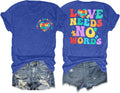 Autism Awareness Shirt Women Love Needs No Words Shirt Autism Special Education Love Heart Puzzle Piece Short Sleeve Tee
