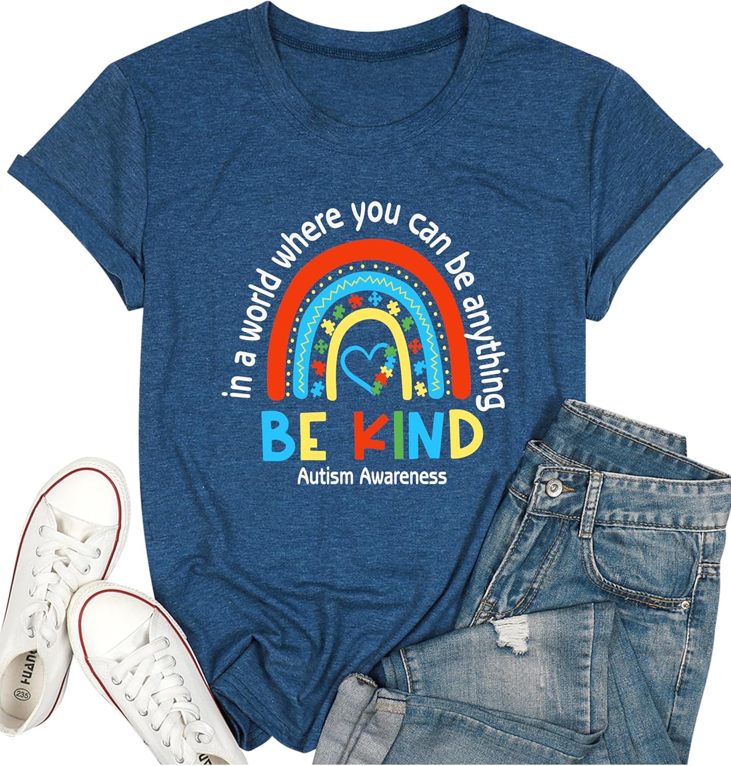 Autism Awareness Shirt Women Autism Acceptance Shirt Be Kind Shirt for Women Autism Support Tee Tops