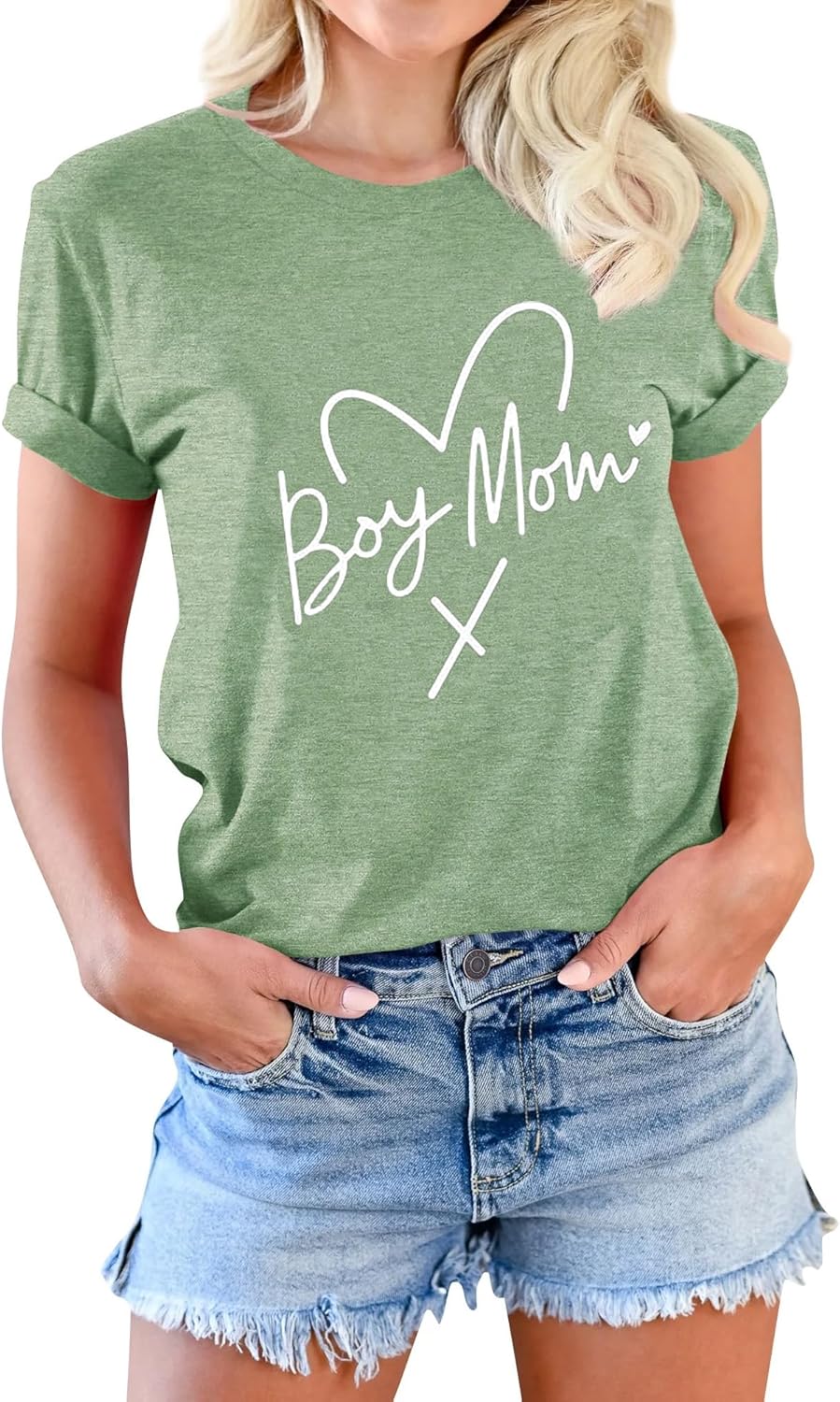 Womens Boy Mama Shirt Casual Letter Printed Boy Mom T-Shirts Short Sleeve Mother's Day Graphic Tee Tops Mother Shirt