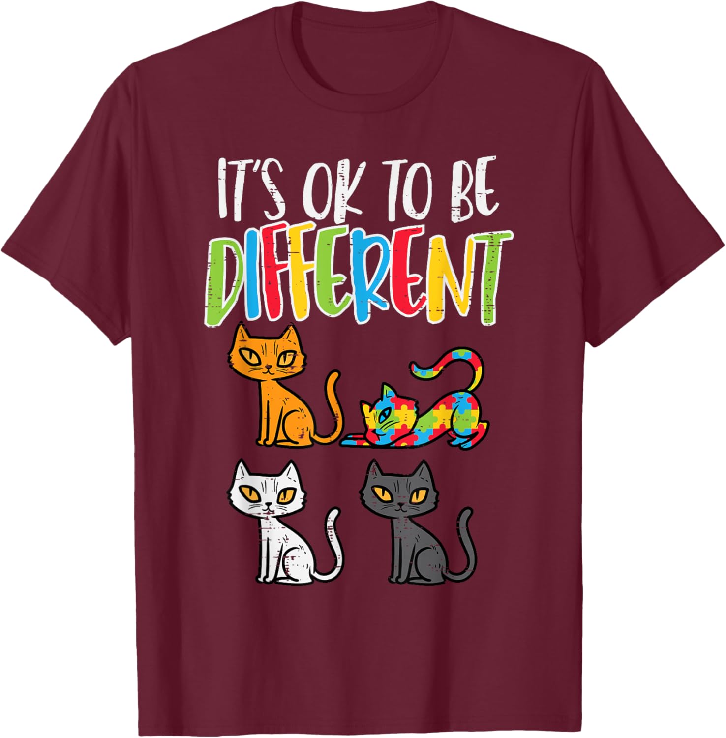 Its Ok To Be Different Cat Puzzle Cute Autism Awareness Kids