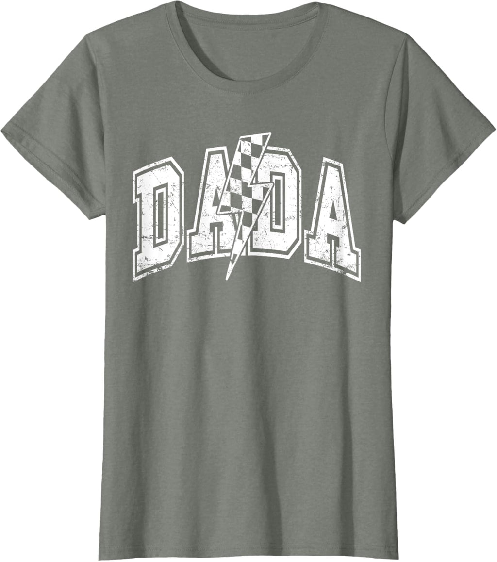Dada Lightning Bolt Checkered Varsity Dad Men Father's Day