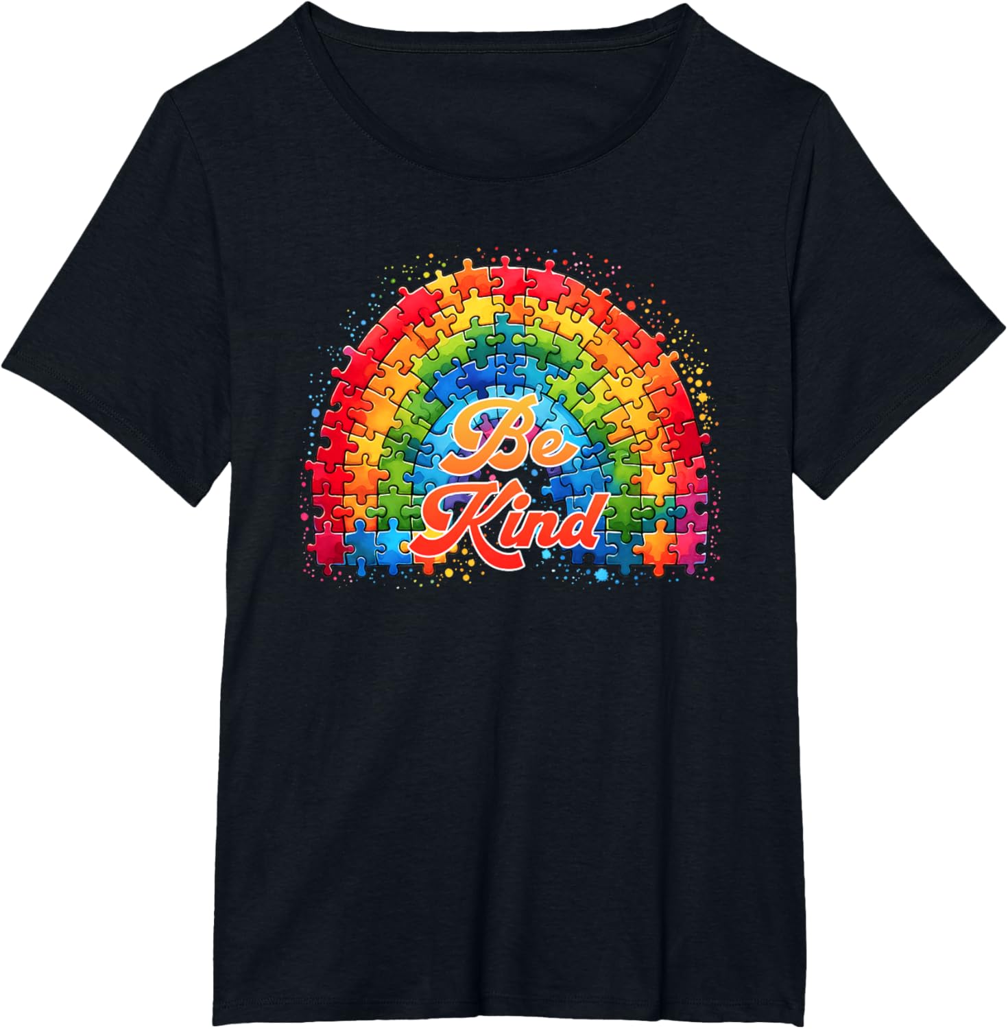Autism Awareness Colorful Puzzles Rainbow Symbol Be Kind