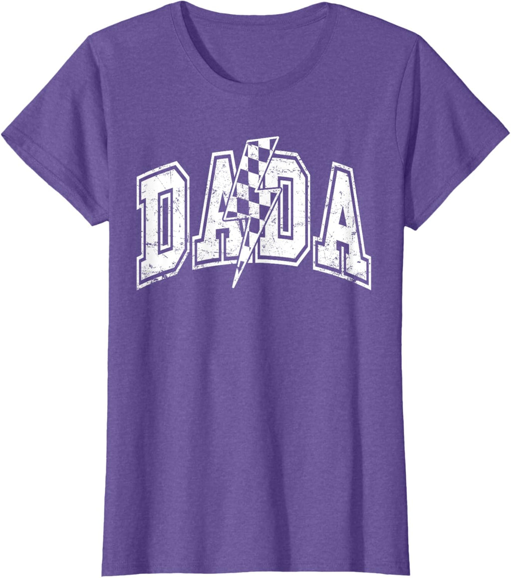 Dada Lightning Bolt Checkered Varsity Dad Men Father's Day