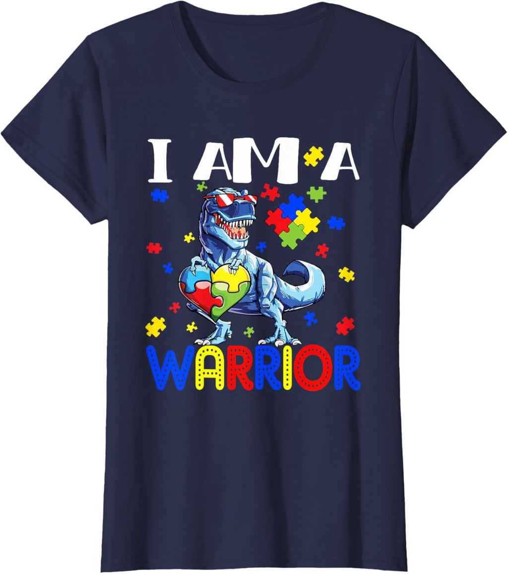 I Am A Warrior Autism Boys Family Dinosaur Autism Awareness