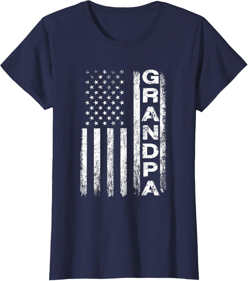 Grandpa Vintage American Flag Father's Day 4th of July Papa