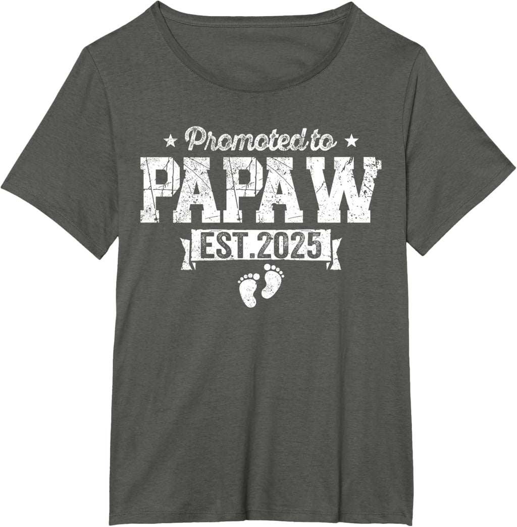 Retro Promoted To Papaw 2025 New Papaw First Father's Day T-Shirt, Small, Black