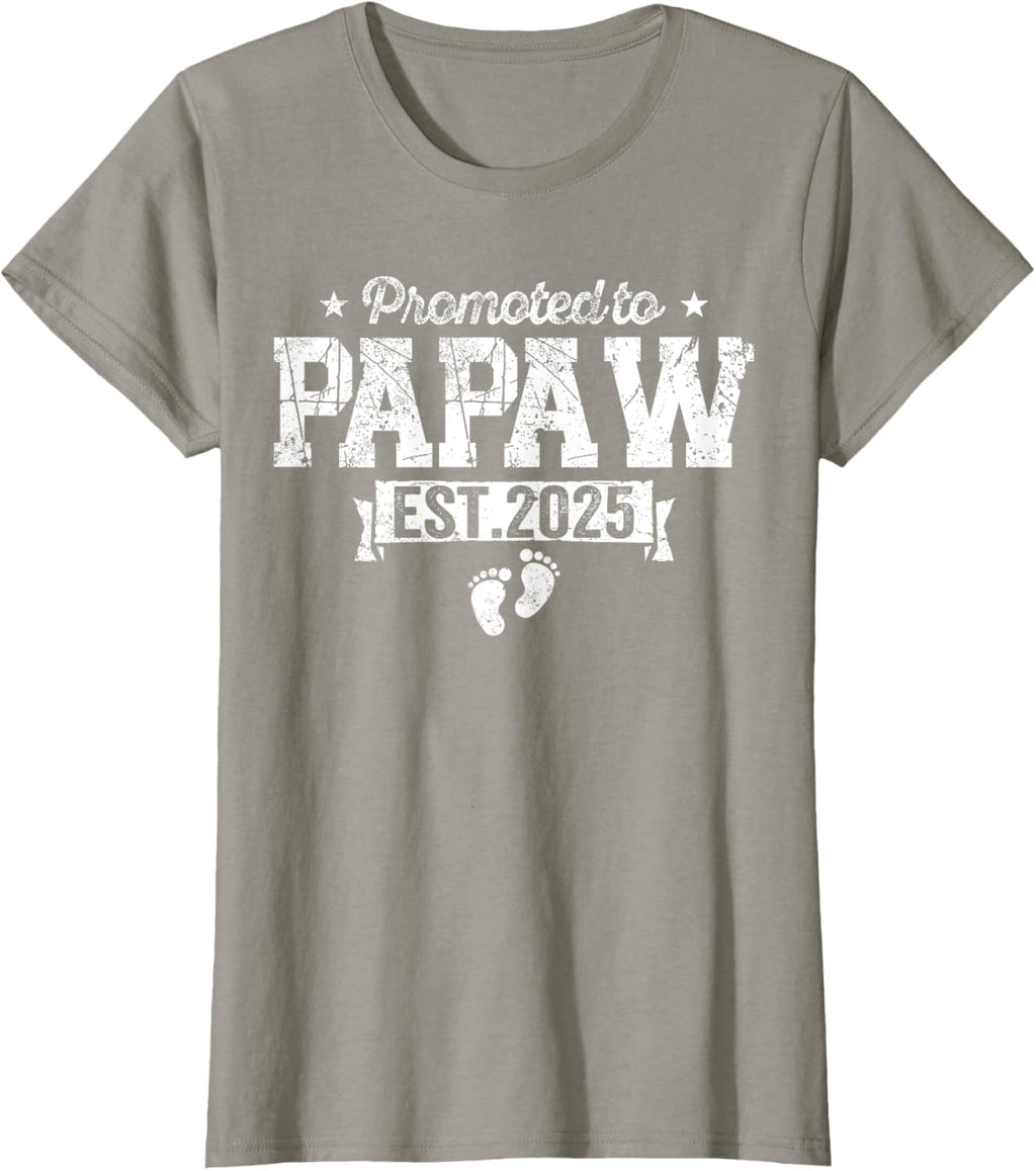 Retro Promoted To Papaw 2025 New Papaw First Father's Day T-Shirt, Small, Black