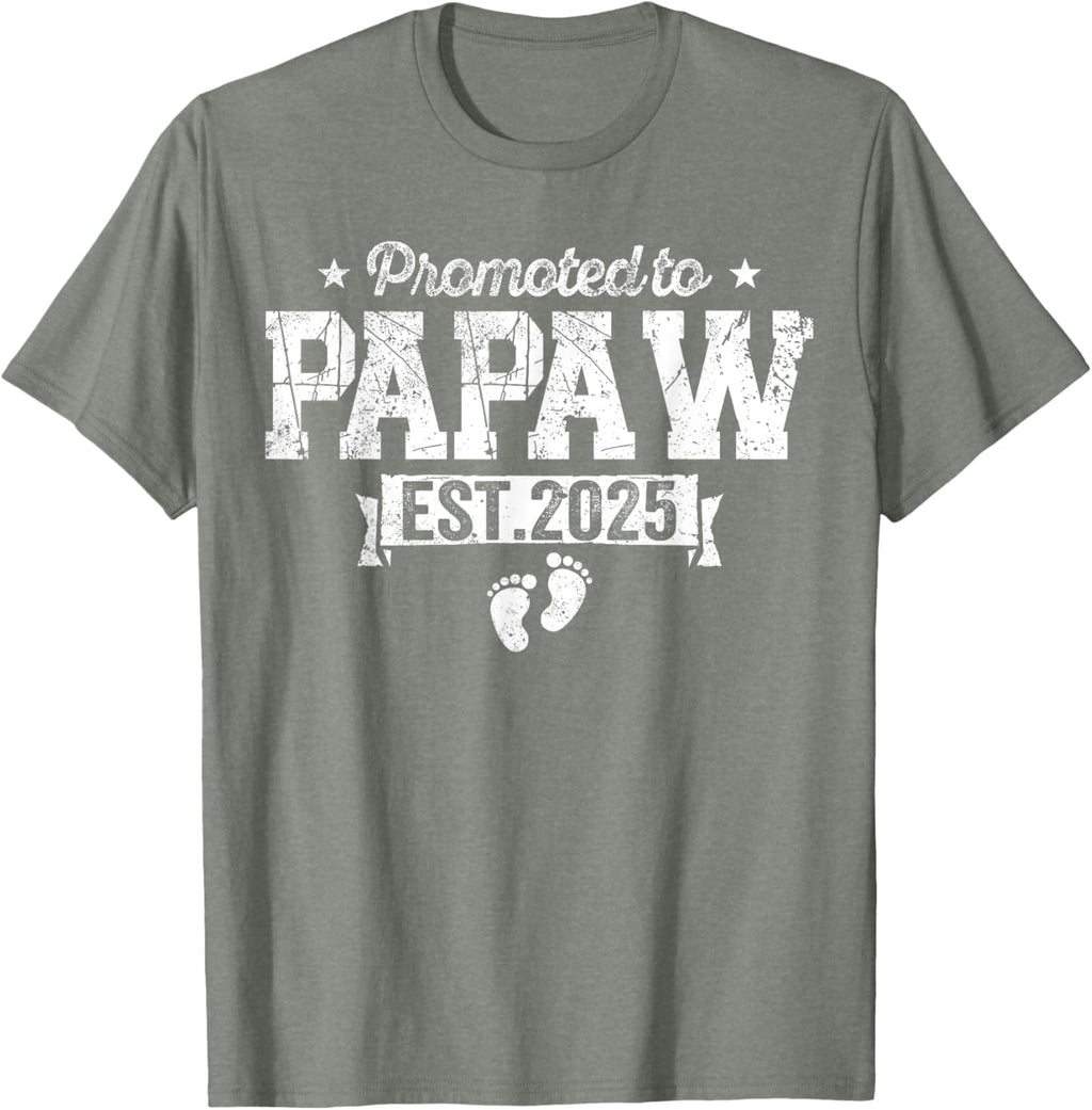 Retro Promoted To Papaw 2025 New Papaw First Father's Day T-Shirt, Small, Black
