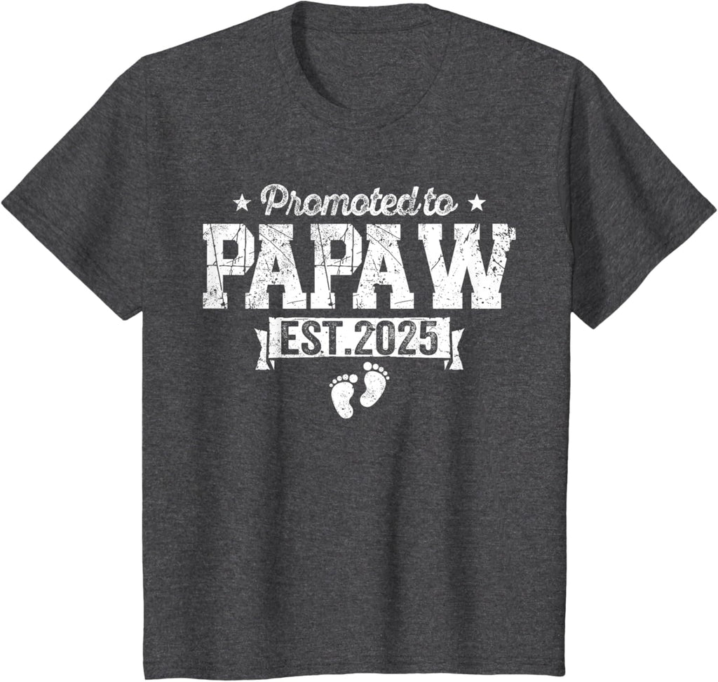 Retro Promoted To Papaw 2025 New Papaw First Father's Day T-Shirt, Small, Black