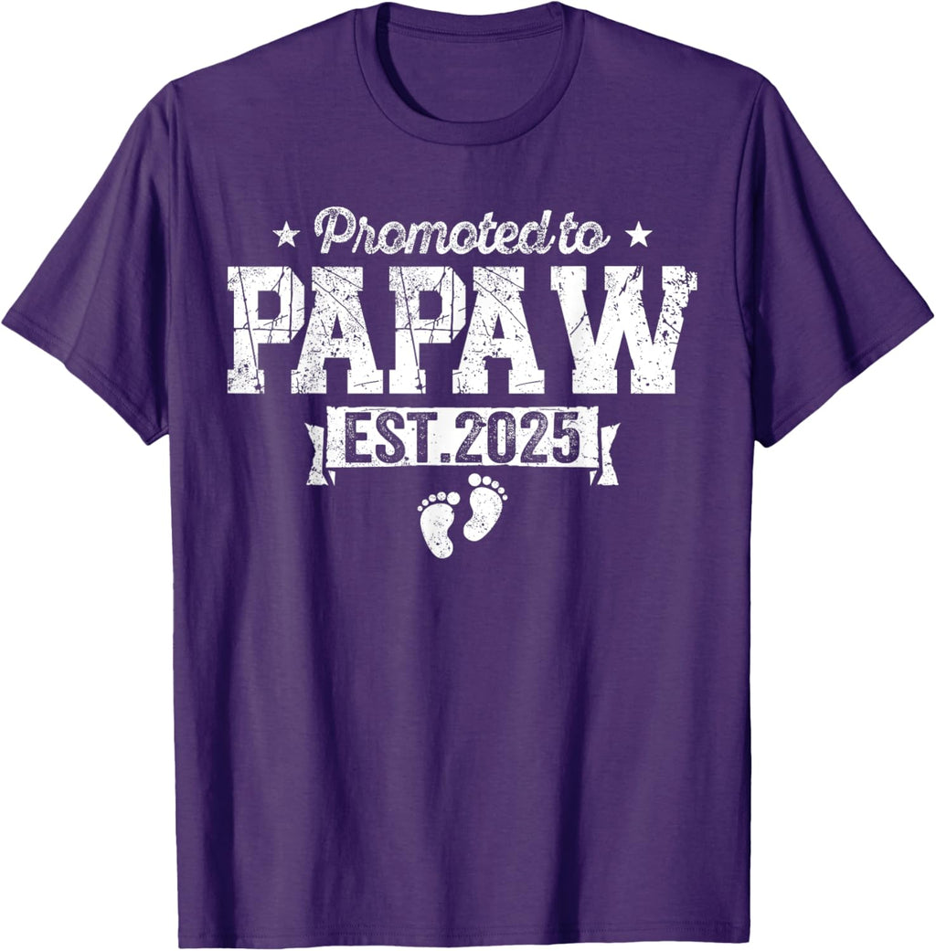 Retro Promoted To Papaw 2025 New Papaw First Father's Day T-Shirt, Small, Black