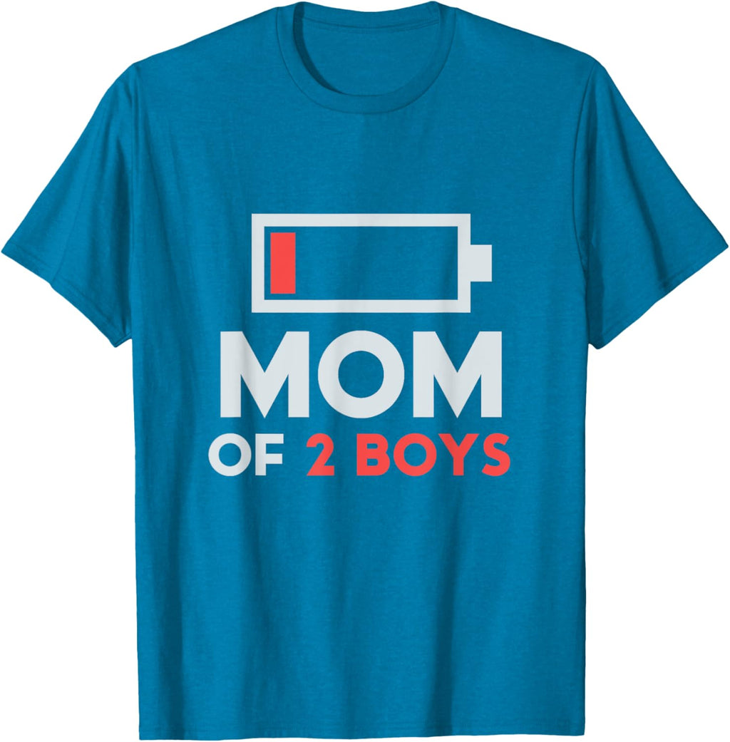 Mom of 2 Boys Gift from Son Mothers Day Birthday Women Mother Shirt