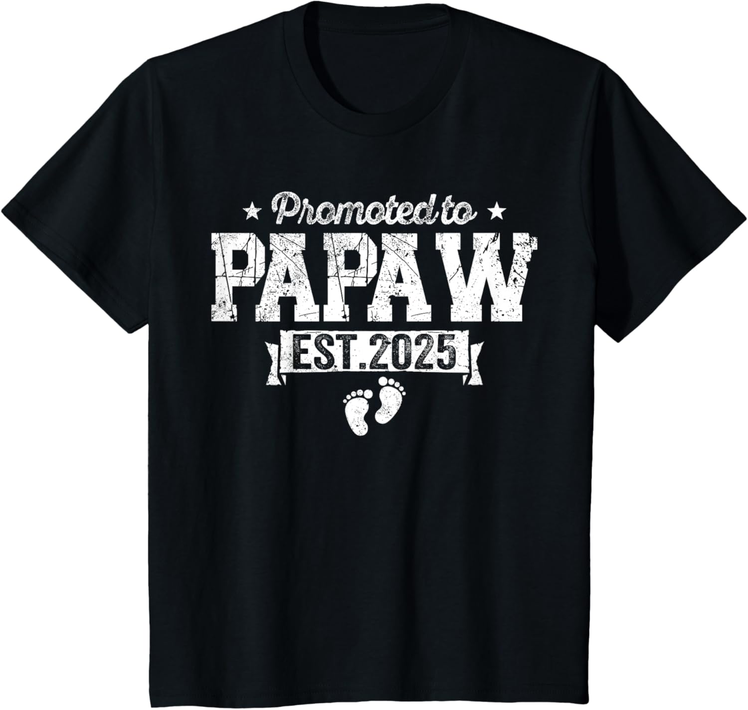 Retro Promoted To Papaw 2025 New Papaw First Father's Day T-Shirt, Small, Black