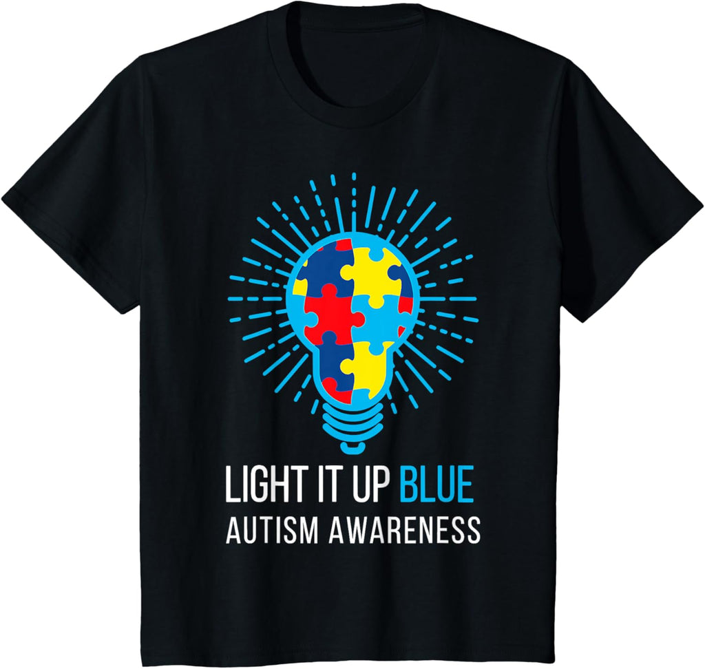Light It Up Blue Autism Awareness Ribbon Puzzle Pieces