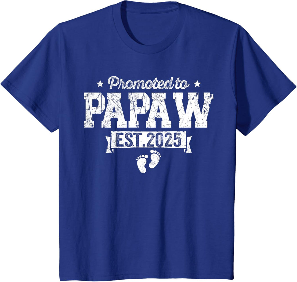 Retro Promoted To Papaw 2025 New Papaw First Father's Day T-Shirt, Small, Black