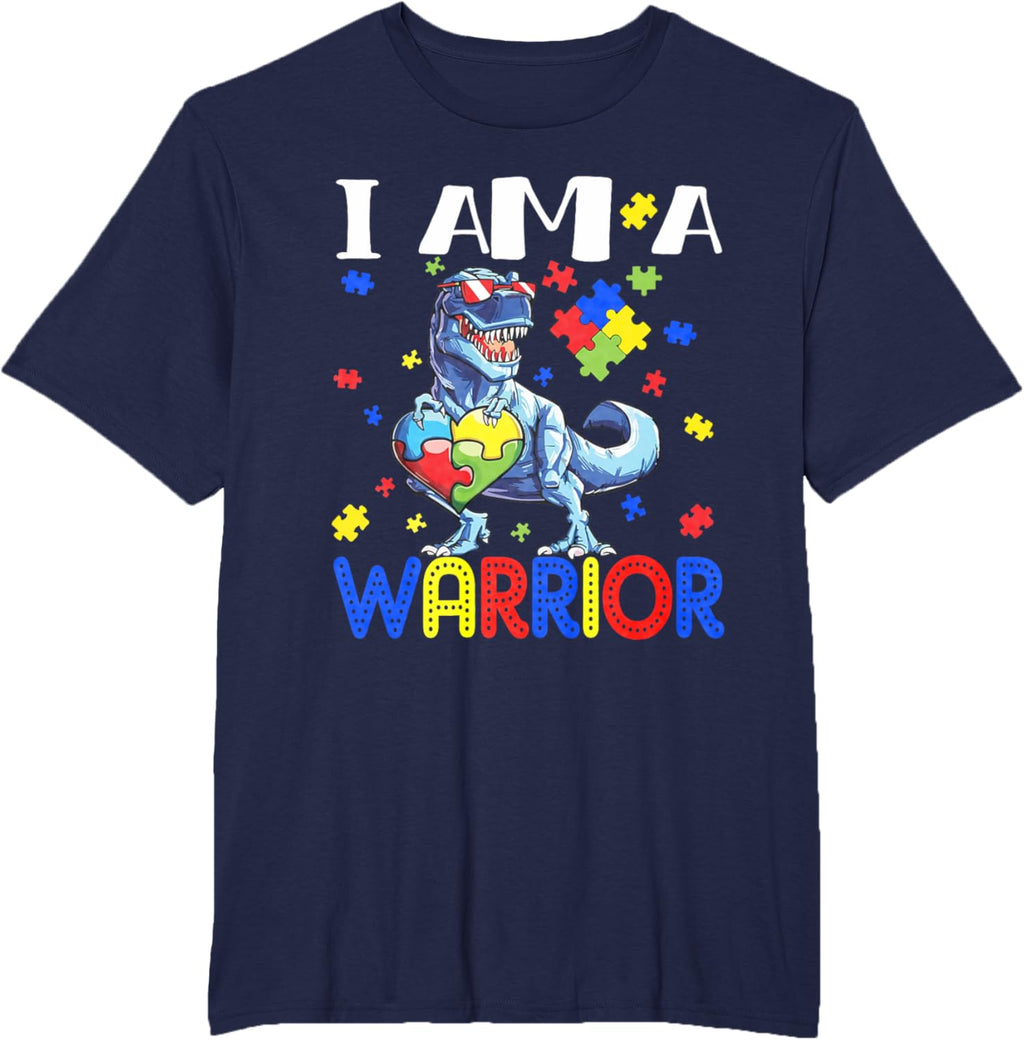 I Am A Warrior Autism Boys Family Dinosaur Autism Awareness