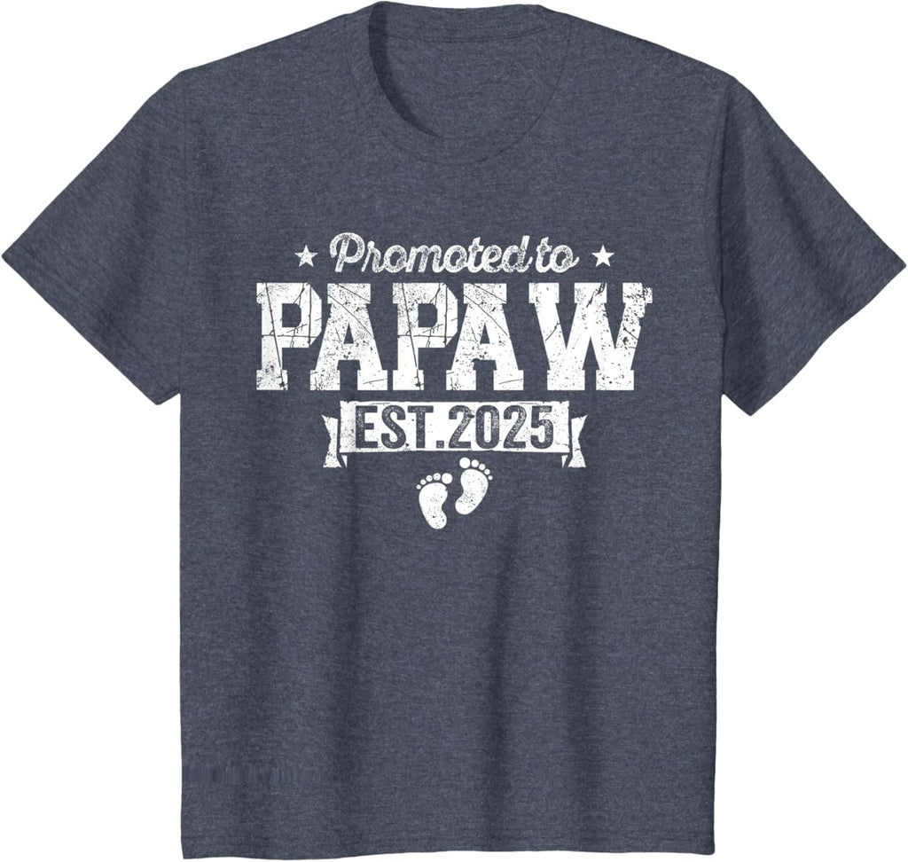 Retro Promoted To Papaw 2025 New Papaw First Father's Day T-Shirt, Small, Black
