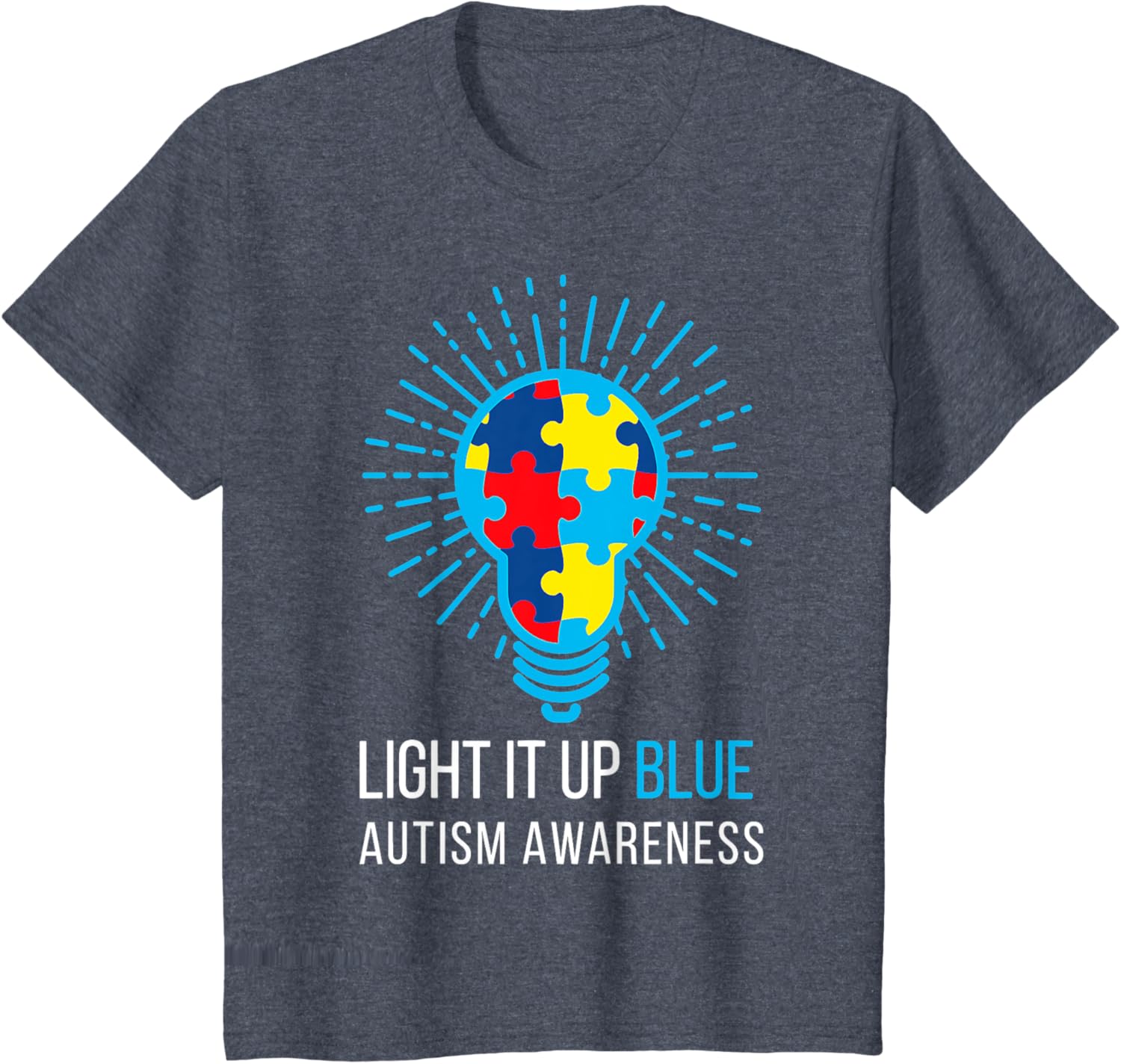 Light It Up Blue Autism Awareness Ribbon Puzzle Pieces