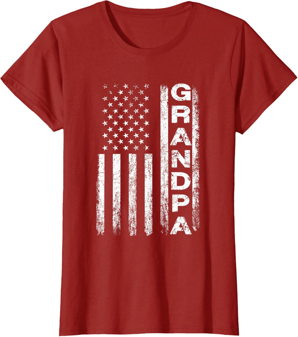 Grandpa Vintage American Flag Father's Day 4th of July Papa