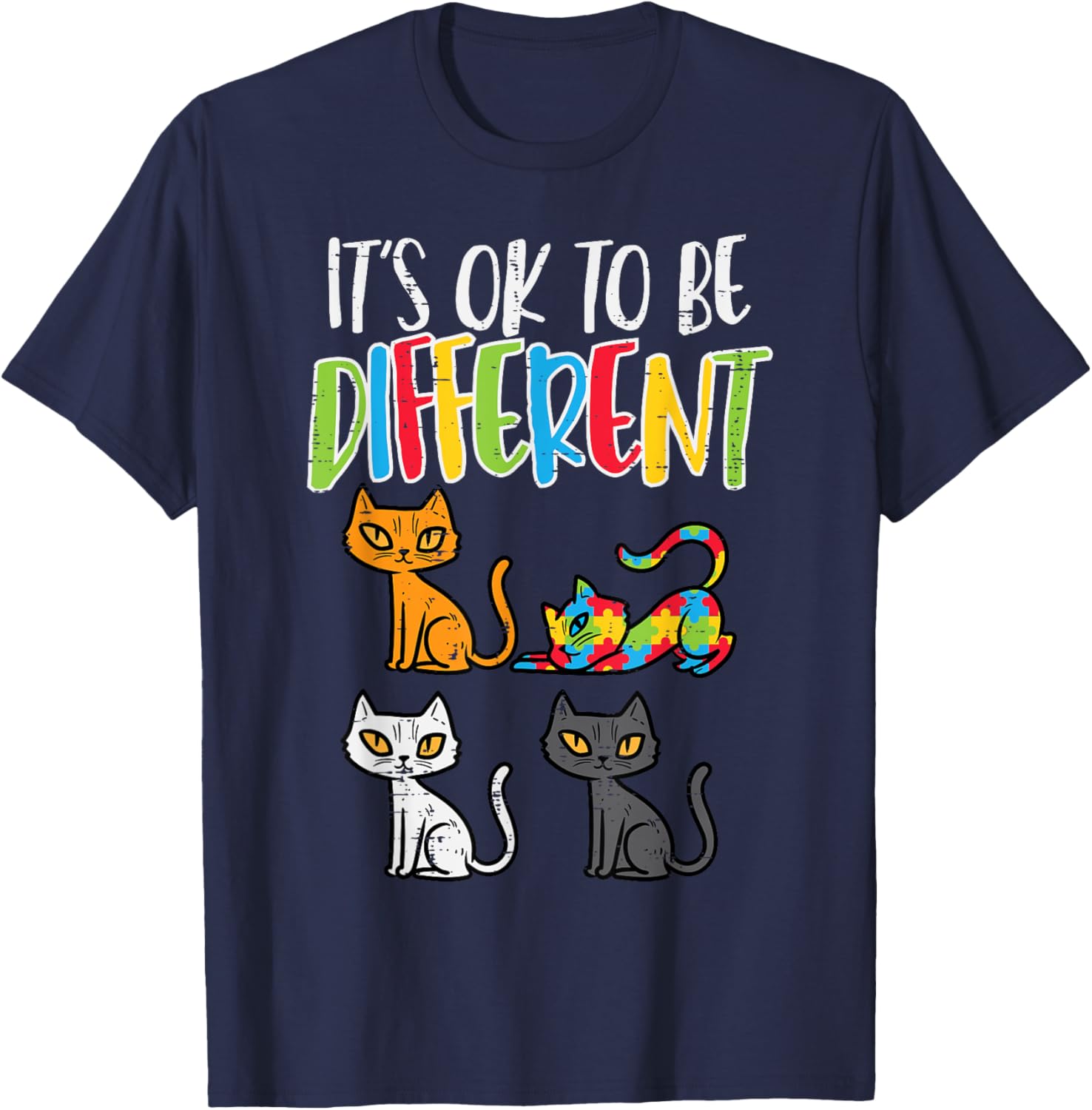 Its Ok To Be Different Cat Puzzle Cute Autism Awareness Kids
