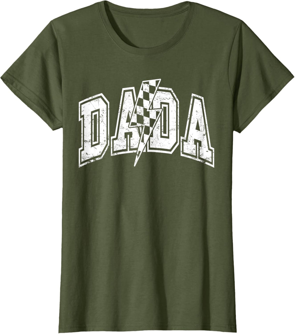 Dada Lightning Bolt Checkered Varsity Dad Men Father's Day
