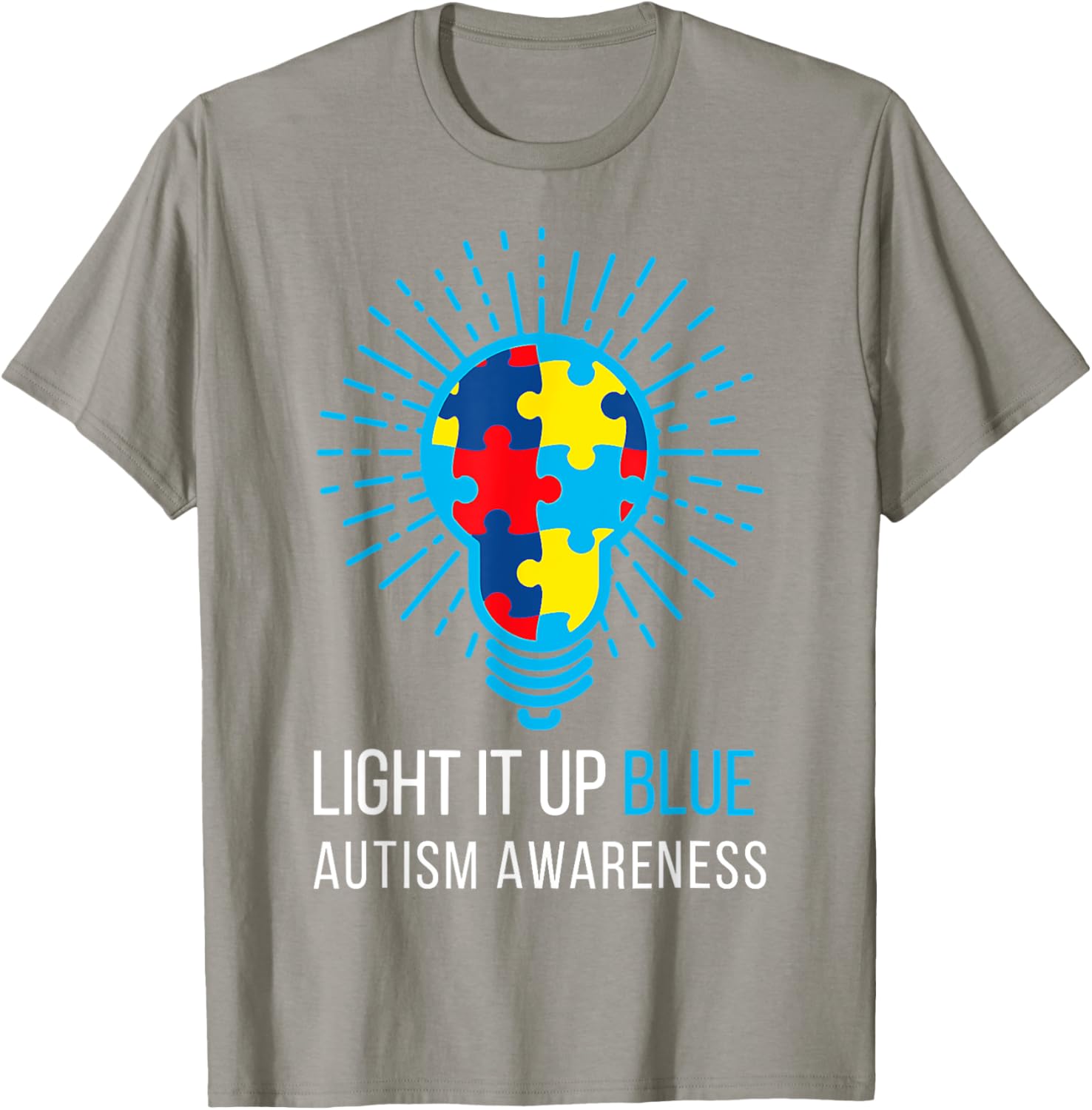 Light It Up Blue Autism Awareness Ribbon Puzzle Pieces
