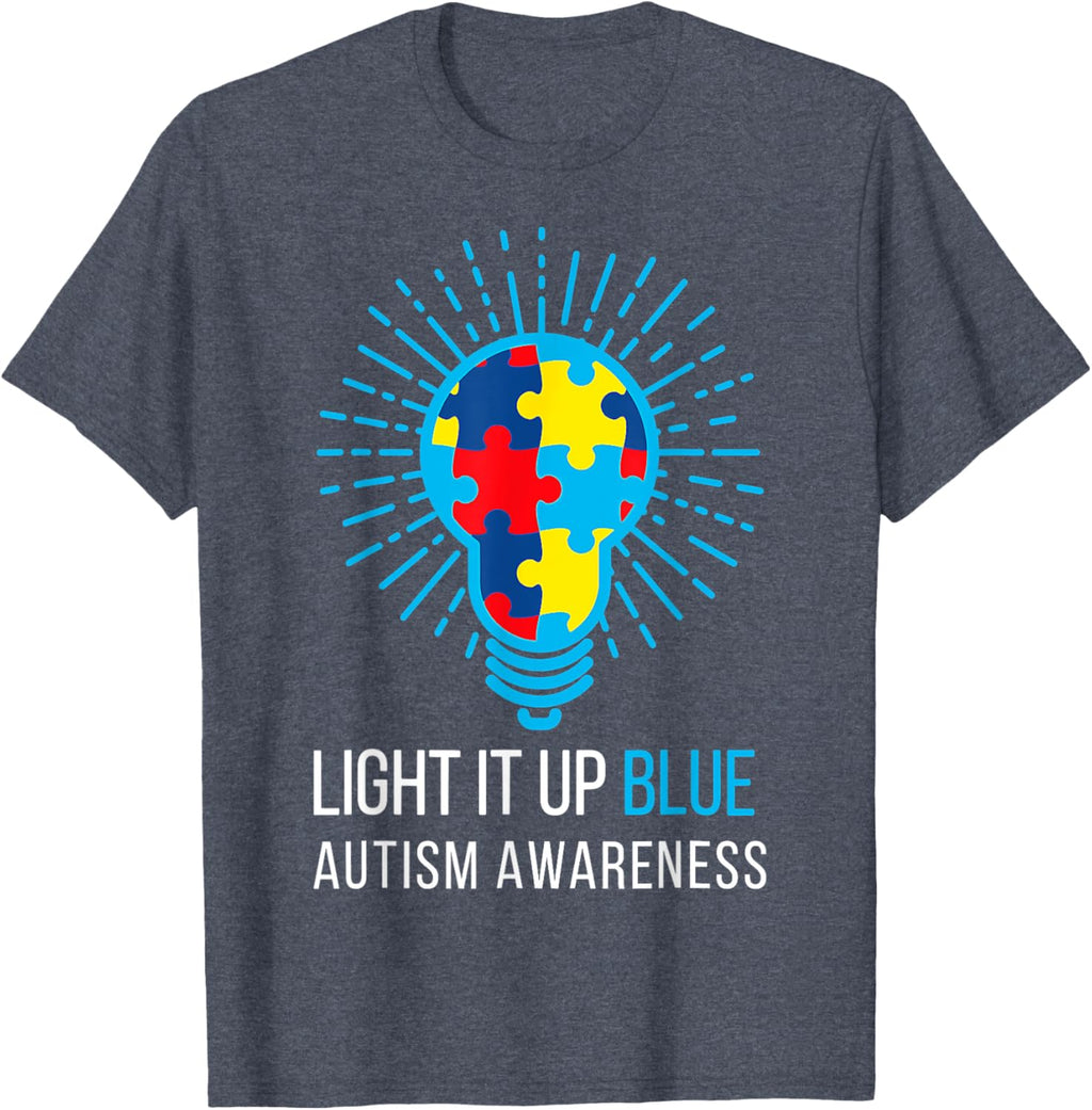 Light It Up Blue Autism Awareness Ribbon Puzzle Pieces