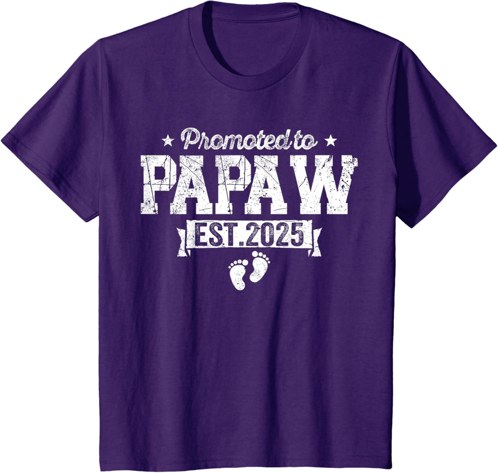 Retro Promoted To Papaw 2025 New Papaw First Father's Day T-Shirt, Small, Black