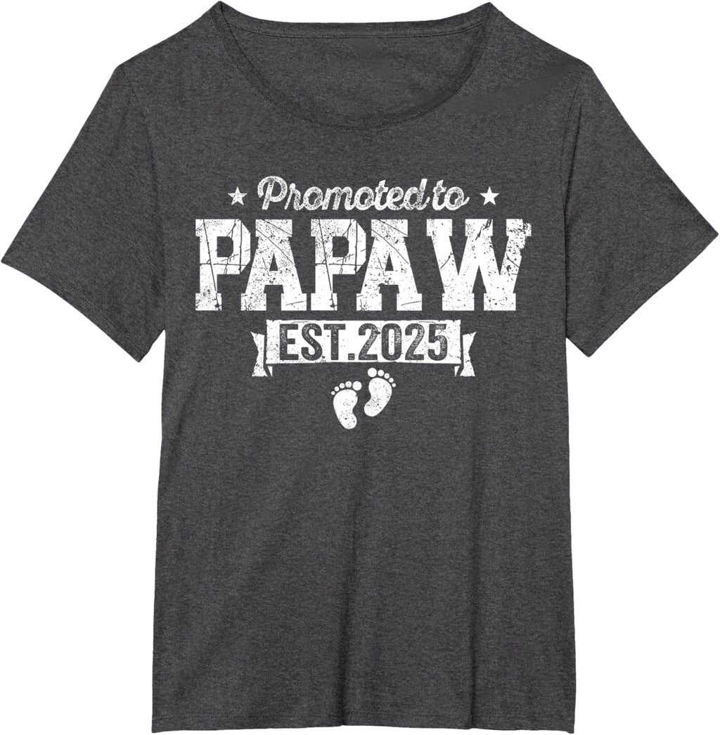Retro Promoted To Papaw 2025 New Papaw First Father's Day T-Shirt, Small, Black