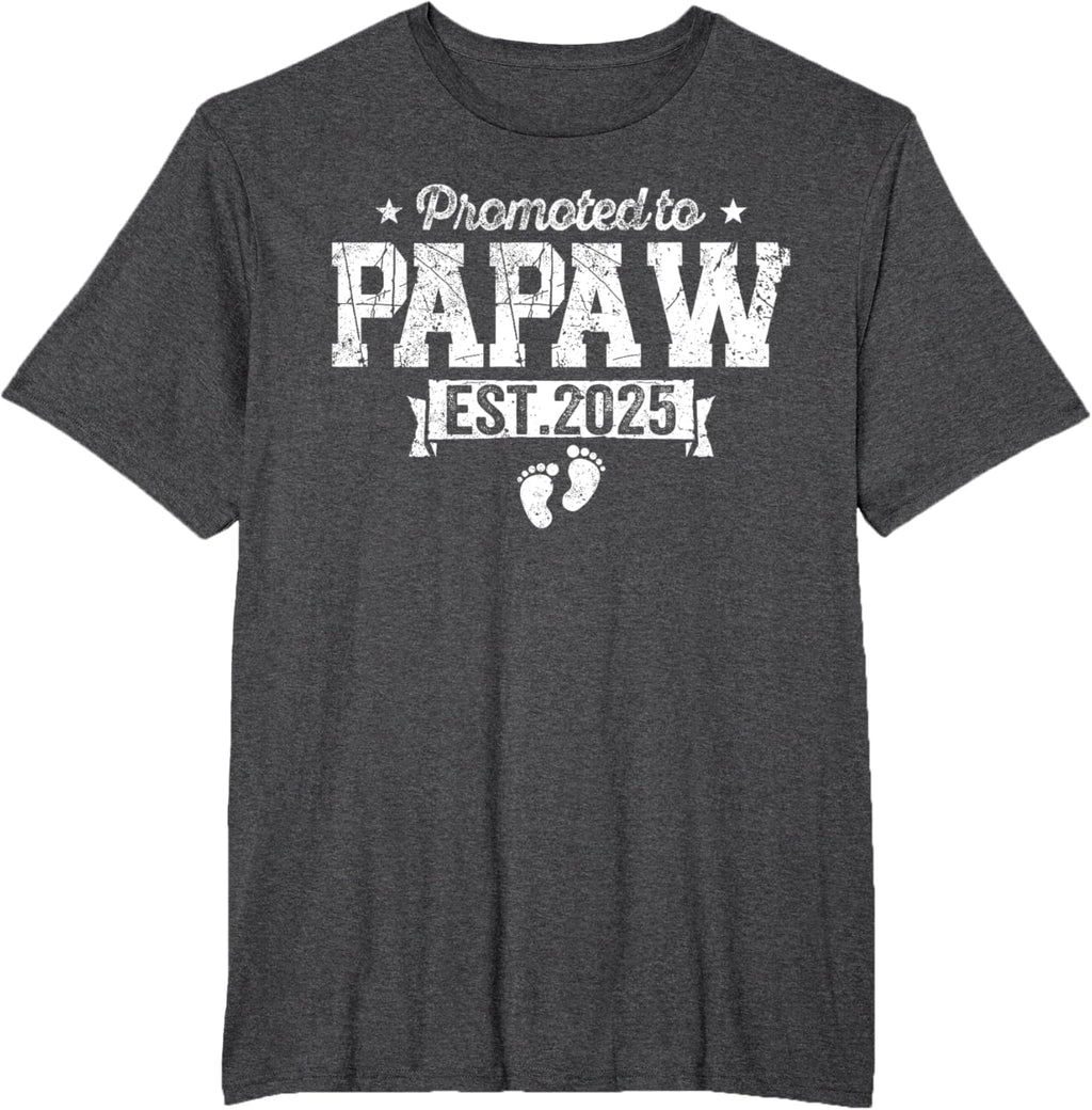 Retro Promoted To Papaw 2025 New Papaw First Father's Day T-Shirt, Small, Black