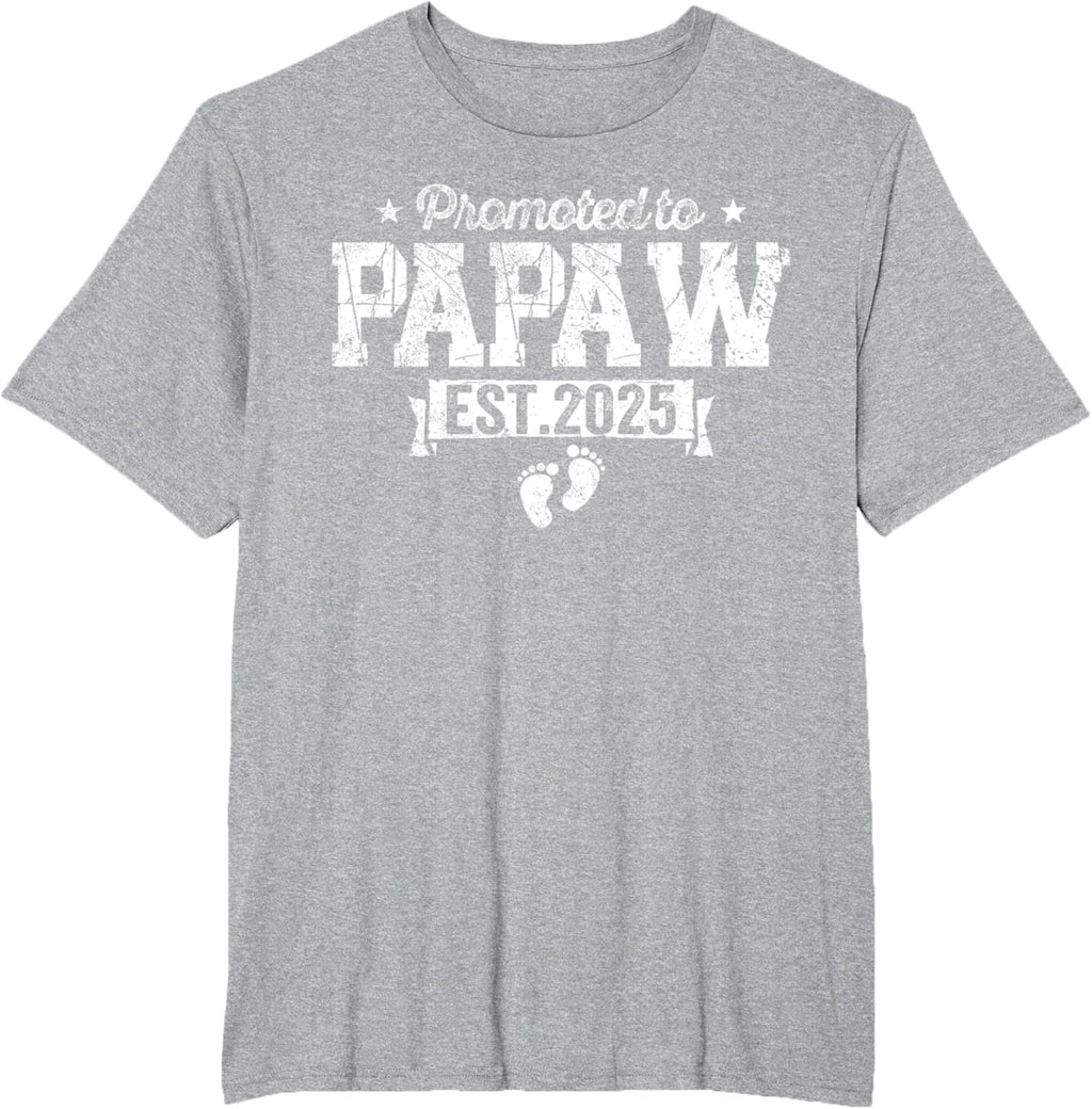 Retro Promoted To Papaw 2025 New Papaw First Father's Day T-Shirt, Small, Black