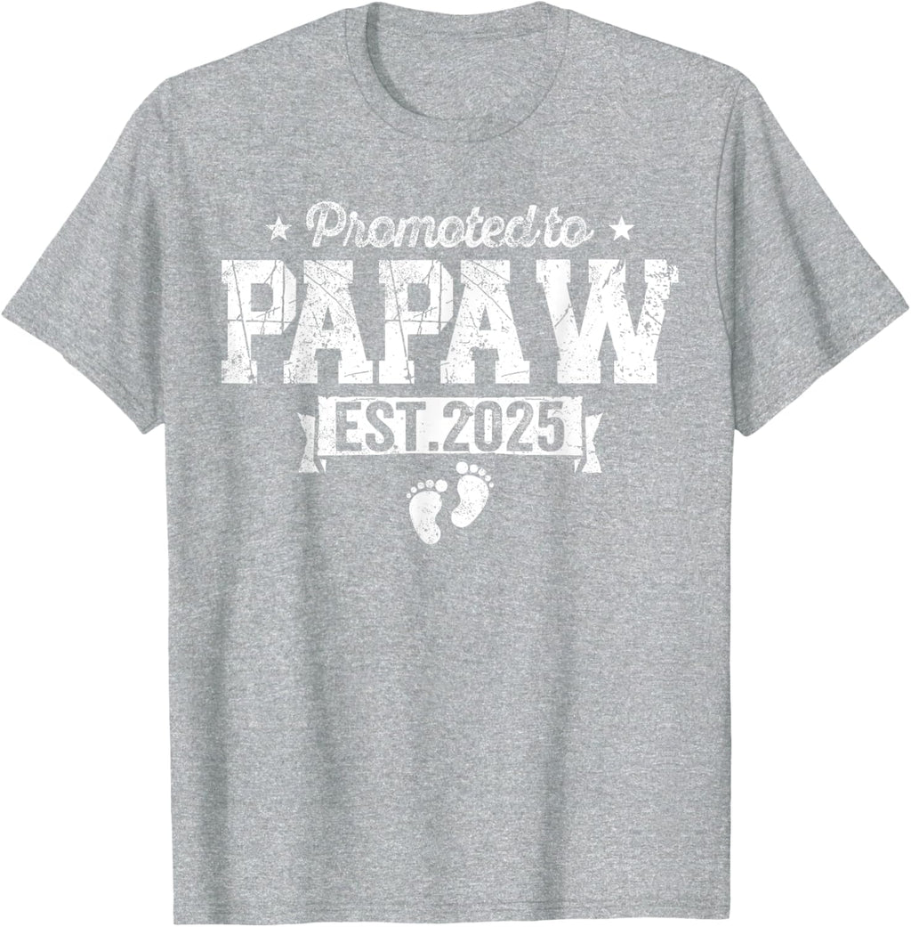Retro Promoted To Papaw 2025 New Papaw First Father's Day T-Shirt, Small, Black