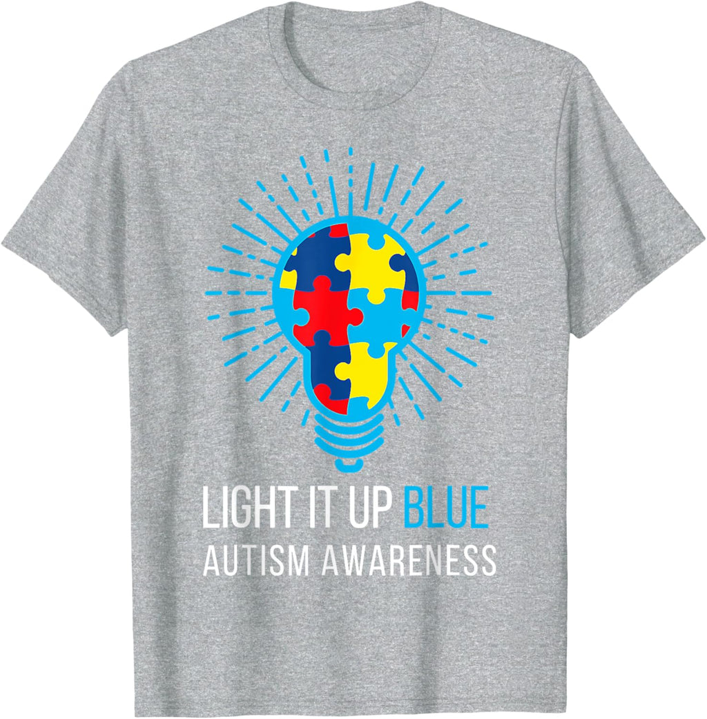 Light It Up Blue Autism Awareness Ribbon Puzzle Pieces