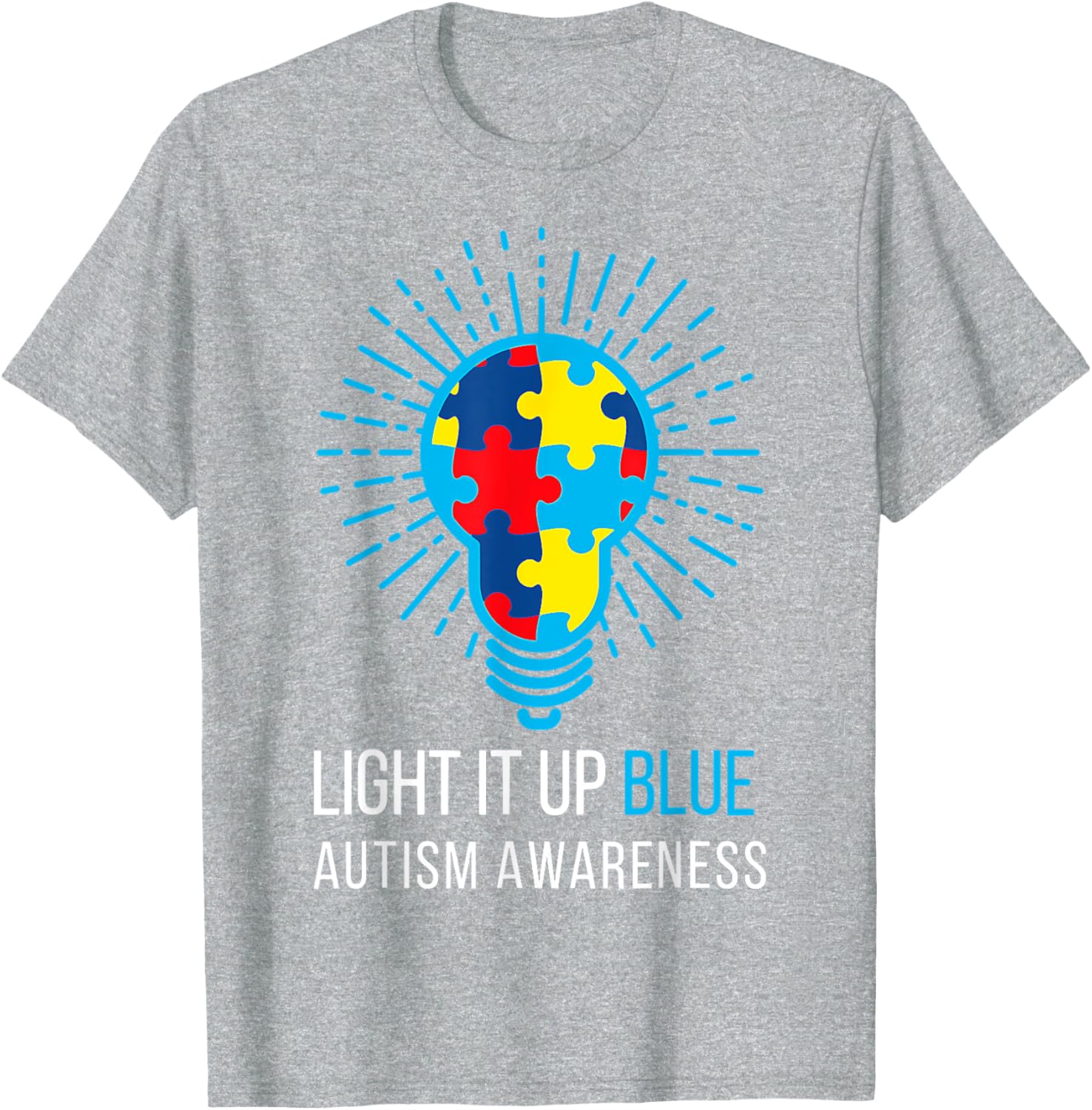 Light It Up Blue Autism Awareness Ribbon Puzzle Pieces
