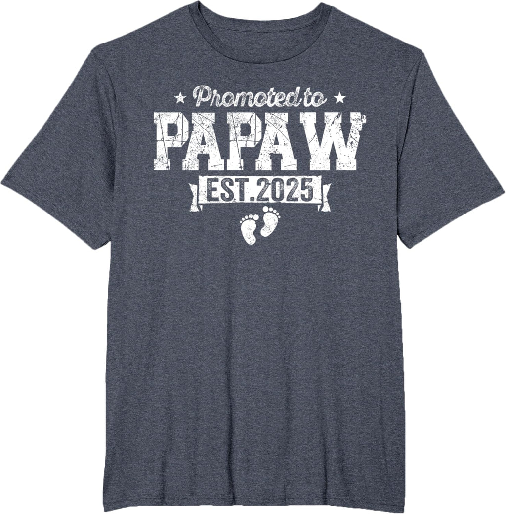 Retro Promoted To Papaw 2025 New Papaw First Father's Day T-Shirt, Small, Black